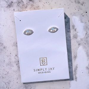 Evil Eye Stud Earrings on sterling silver 18k Gold plated white/silver